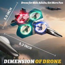将图片加载到图库查看器,Foam Drone RC Airplane for Kids and Beginners, Remote Control Plane Fighter Jet with Light, Auto Hovering, 360° Flip and Drone for Kids Adults 8-16