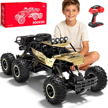 将图片加载到图库查看器,1:10 Remote Control Truck, RC Cars Rock Crawler RC Truck with 2 Rechargeable Batteries, Metal Exterior & LED Lights, Large Boy Toys for Ages 4-7, 8-12 & Adults Great Gift