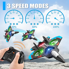 将图片加载到图库查看器，V32 Foam RC Planes for Kids Adults 8-16, RC Airplane Fighter Jet with Light, 360° Flip Fighter Jet Toy, Stunt Roll, Airplane Toy Gifts for Kids Boys
