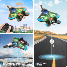 将图片加载到图库查看器，V32 Foam RC Planes for Kids Adults 8-16, RC Airplane Fighter Jet with Light, 360° Flip Fighter Jet Toy, Stunt Roll, Airplane Toy Gifts for Kids Boys
