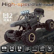 将图片加载到图库查看器，1:12 Rc Car,off Road Truck Remote Control Car Metal Shell 2.4G 4WD Dual Motors, with 2 Batteries Black
