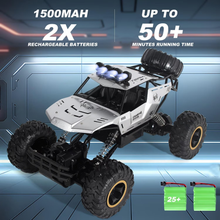 将图片加载到图库查看器，1:12 Rc Car,off Road Truck Remote Control Car Metal Shell 2.4G 4WD,with 2 Batteries ,Cars for Boys&amp; Gift for Kids,Silver
