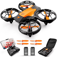 将图片加载到图库查看器，V8c Drone with 720P HD Camera for Adults and Children FPV Real-Time Video, 2 Modular Batteries and Storage Bag, Orange
