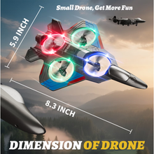 将图片加载到图库查看器，Eoyeskido Foam Drone RC Airplane for Kids and Beginners, Remote Control Plane Fighter Jet with Light, Auto Hovering, 360° Flip and 2 Batteries (15 Mins)
