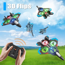 将图片加载到图库查看器，V32 Foam RC Planes for Kids Adults 8-16, RC Airplane Fighter Jet with Light, 360° Flip Fighter Jet Toy, Stunt Roll, Airplane Toy Gifts for Kids Boys
