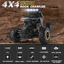 将图片加载到图库查看器，1:12 Rc Car,off Road Truck Remote Control Car Metal Shell 2.4G 4WD Dual Motors, with 2 Batteries Black

