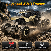 将图片加载到图库查看器，1:10 Remote Control Truck, RC Cars Rock Crawler RC Truck with 2 Rechargeable Batteries, Metal Exterior &amp; LED Lights, Large Boy Toys for Ages 4-7, 8-12 &amp; Adults Great Gift

