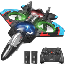 将图片加载到图库查看器，V32 Foam RC Planes for Kids Adults 8-16, RC Airplane Fighter Jet with Light, 360° Flip Fighter Jet Toy, Stunt Roll, Airplane Toy Gifts for Kids Boys
