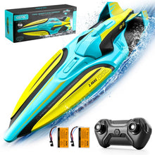 将图片加载到图库查看器，4DRC S1 RC Boat - Remote Control Boat for Pools and Lakes, 4 Channel 2.4GHZ Remote Control, and Rechargeable Boat Battery，Yellow
